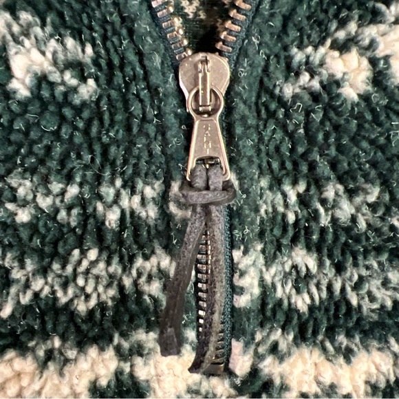 Polo Sportsman Vintage Fleece Mens XL Snowflake Beige Green Quarter-Zip Cozy - Picture 4 of 5